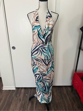 💙🌴 Fashion Nova Island Giggles Backless Maxi Dress – Teal/Combo 🌴💙